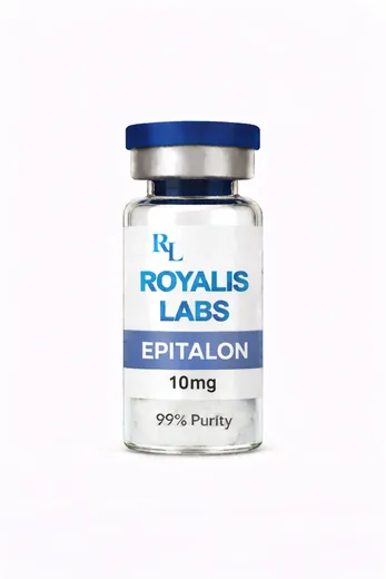 Royalis research vial labelled EPITALON (10mg), batch JAN-151680