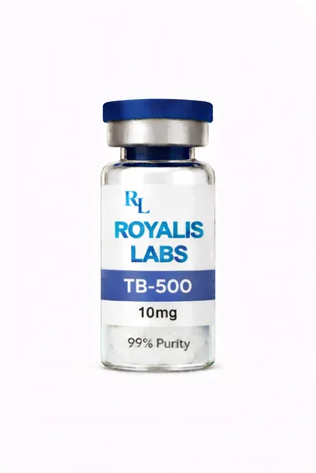 Royalis research vial labelled TB-500 (10mg), batch JAN-151652
